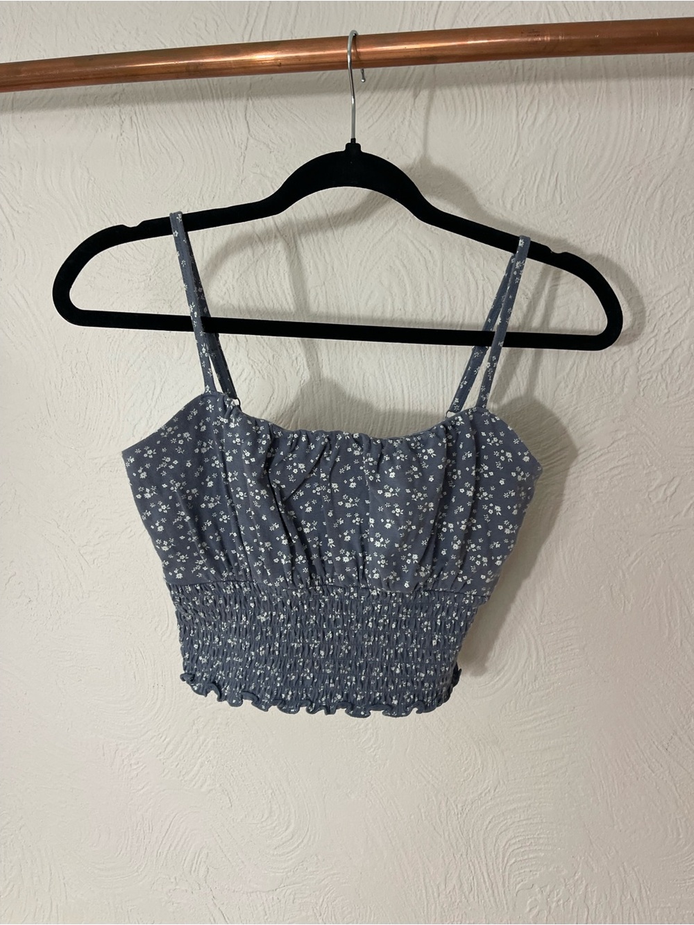 Hollister Blue Floral Smocked Crop Cami